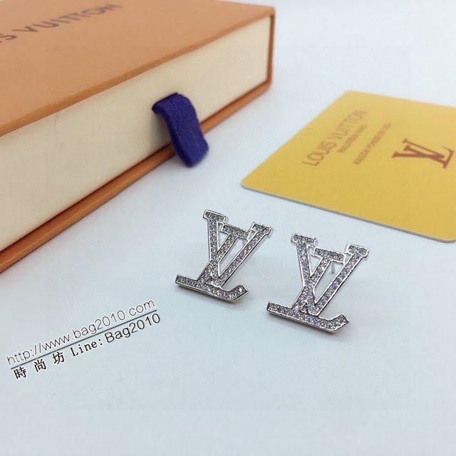 Louis Vuitton純銀飾品 路易威登Wish Bone耳釘 LV簡約字母滿鑽耳釘耳環  zglv2198